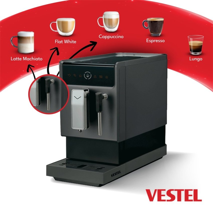 Vestel EM9114 Tam Otomatik Espresso Makinesi Kahve Modelleri