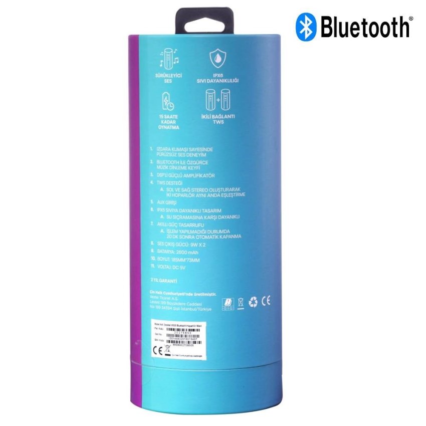 Vestel Desibel H500 Mavi Bluetooth Hoparlör Kutu Arka