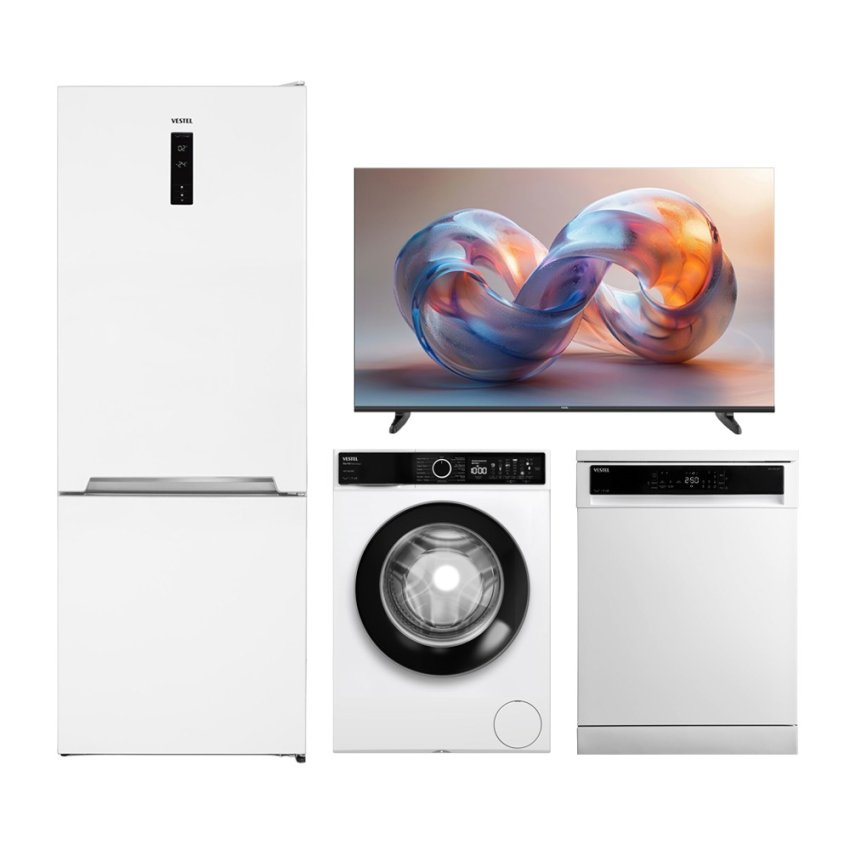 Vestel 4'lü Prestij Kombi Beyaz Eşya Seti